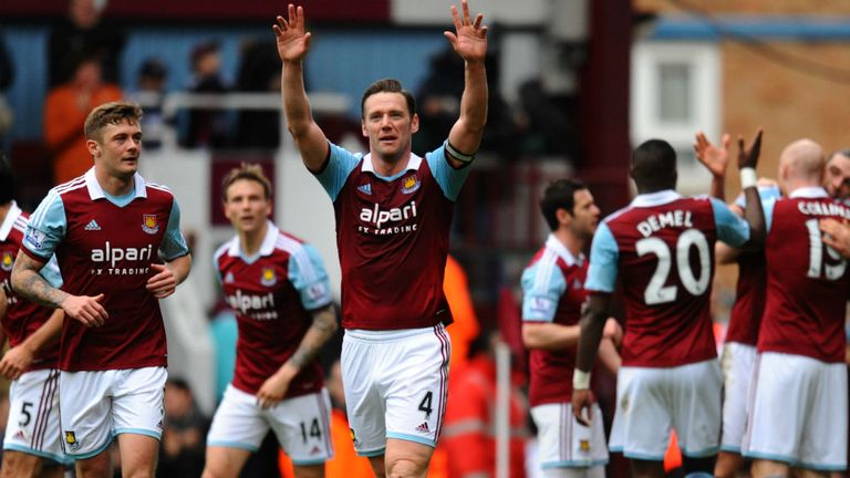 Kevin Nolan: Celebrates scoring West Ham's second goal