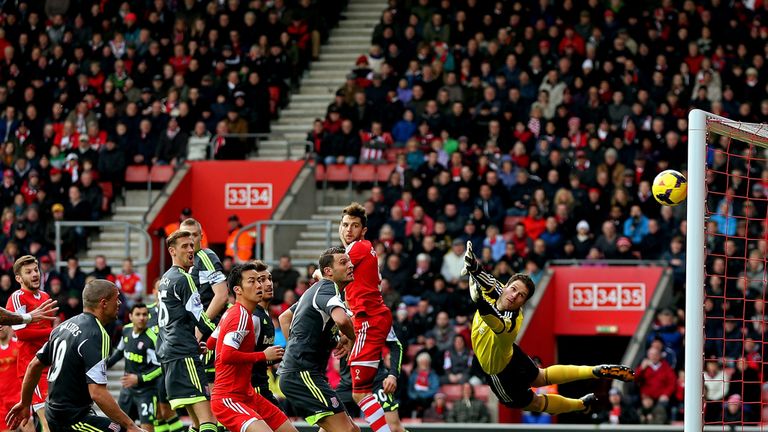 Rickie Lambert: His free-kick flies in to give Southampton the lead