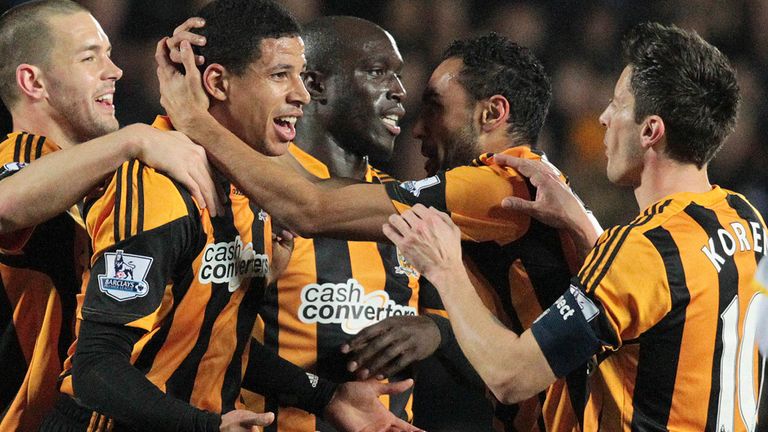 Curtis Davies: Hull defender celebrates his opener against Brighton
