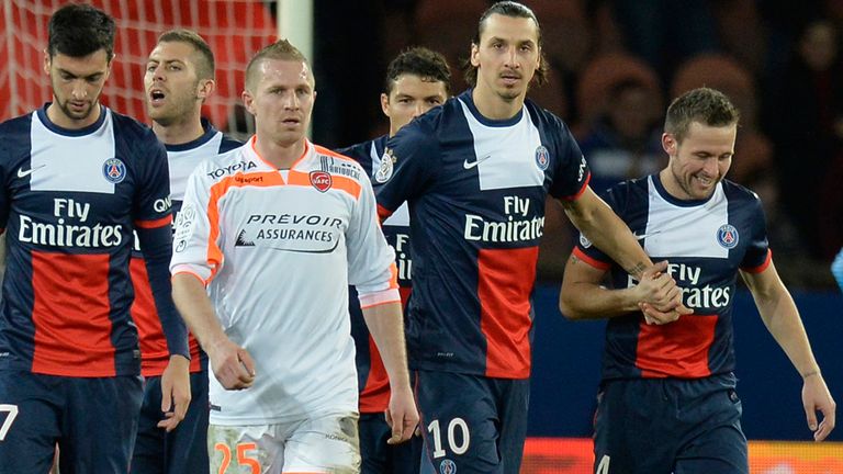 Zlatan Ibrahimovic: Celebrates his goal with Yohan Cabaye