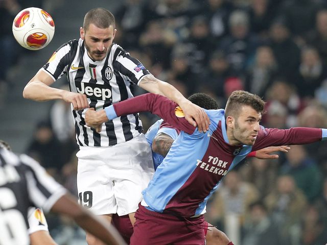 Juventus defender Leonardo Bonucci fights for the ball