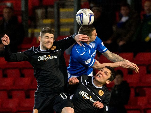 Gary McDonald wins a header