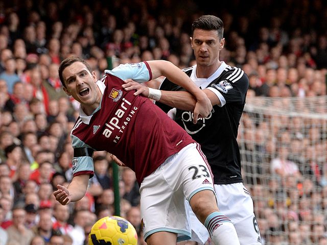 West Ham's Stewart Downing and Southampton's Jose Fonte