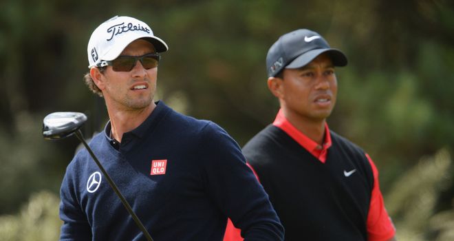 Adam Scott and Tiger Woods: set to tee it up in Florida