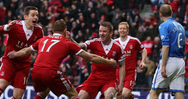 Jonny Hayes: Celebrates opening the scoring at Tynecastle
