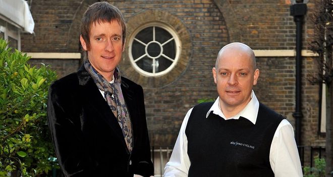 Sir Dave Brailsford, right, would welcome Sir Bradley Wiggins, left, back to the track