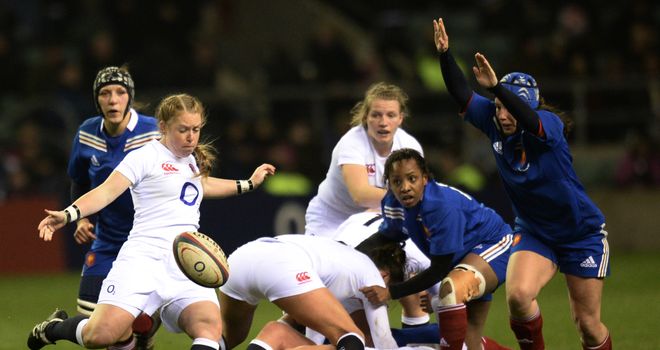 La Toya Mason: England scrum-half kicks clear against France