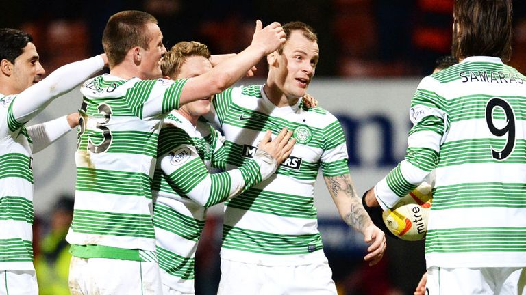 Celtic players celebrate against Partick Thistle