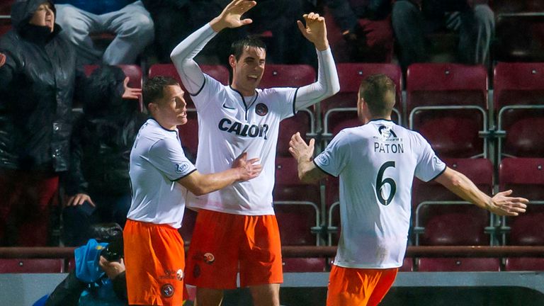 Brian Graham: Celebrates opening the scoring at Tynecastle