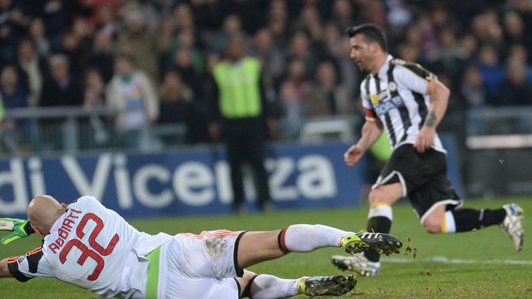 Antonio Di Natale scores the only goal of the game