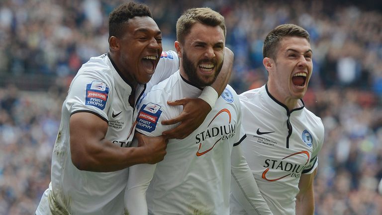 Josh McQuoid (right): Celebrates his goal