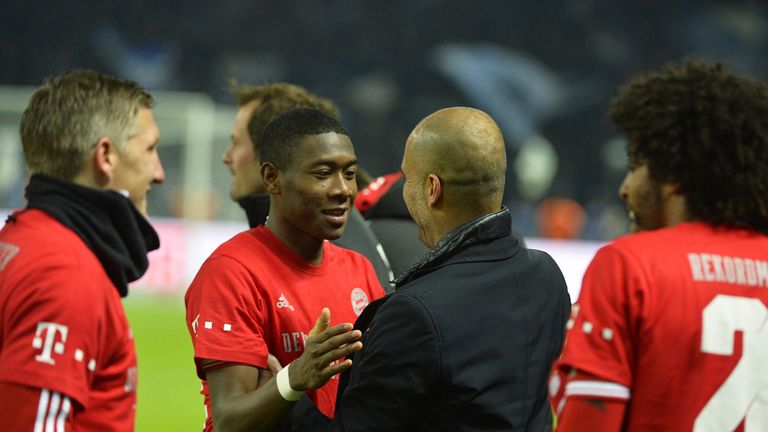 Pep Guardiola: Celebrates with David Alaba