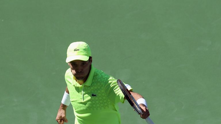 Roberto Bautista Agut: Celebrates victory over Tomas Berdych at Indian Wells