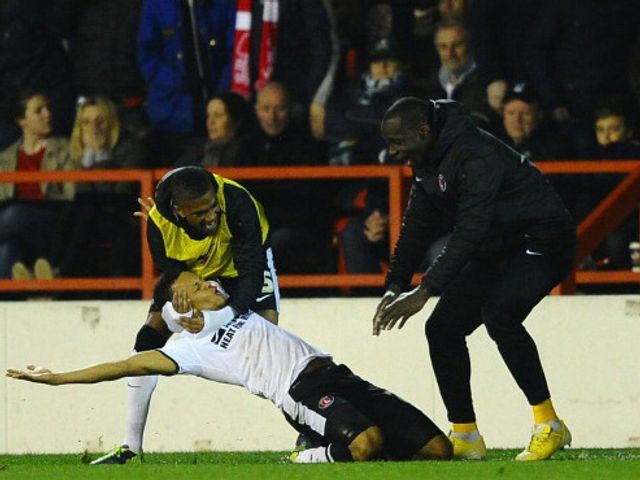 Jordan Cousins celebrates the winner