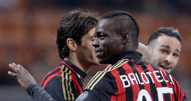 Mario Balotelli celebrates for AC Milan