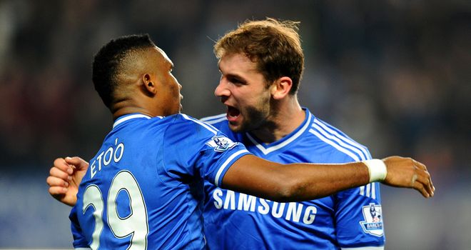 Samuel Eto'o: Celebrates his goal at Stamford Bridge