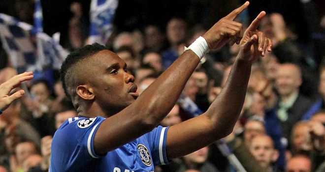 Samuel Eto'o: Celebrates netting Chelsea's opener