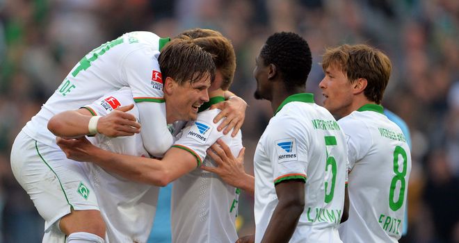 Sebastian Prodl of Bremen celebrates