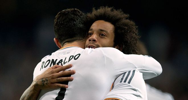 Marcelo of Real Madrid celebrates after scoring