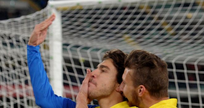 Alberto Paloschi of Chievo Verona celebrates
