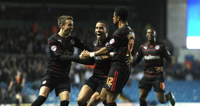 Gareth McCleary (third from the left): Celebrates after scoring Reading's first goal