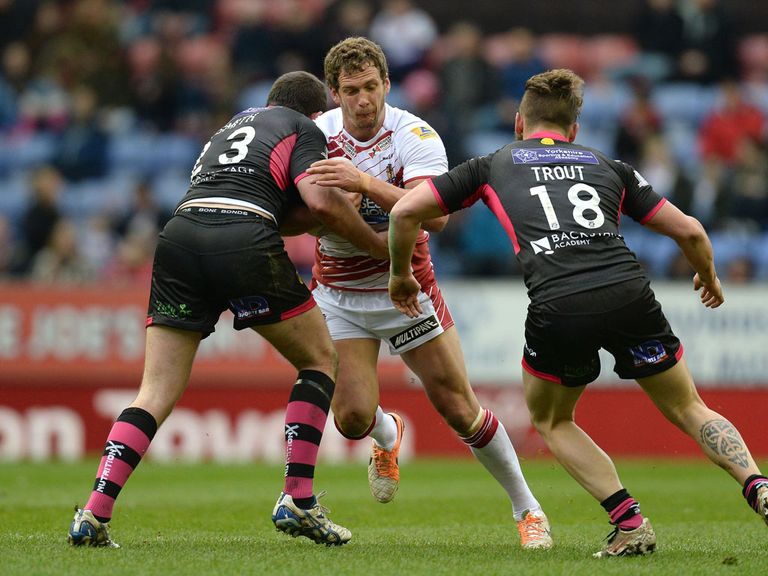 Sean O'Loughlin in action for Wigan on Sunday
