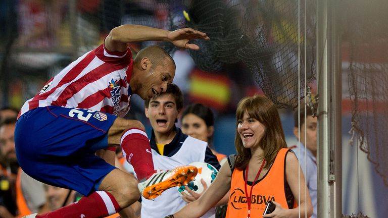 Joao Miranda: Celebrates his goal for Atletico