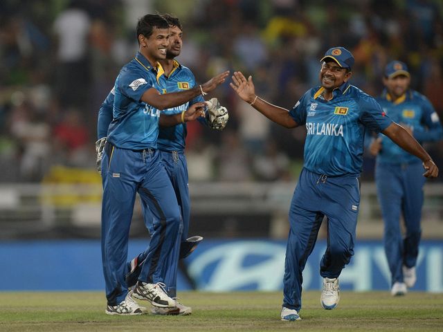 Sri Lanka celebrate during their semi-final victory