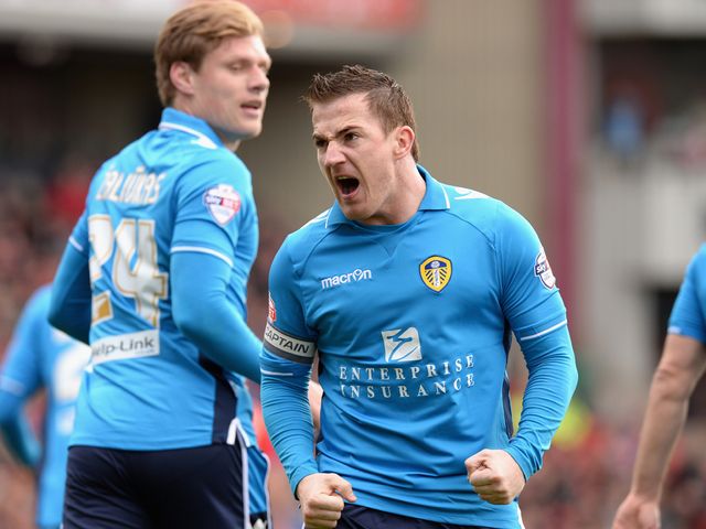 Ross McCormack of Leeds celebrates scoring
