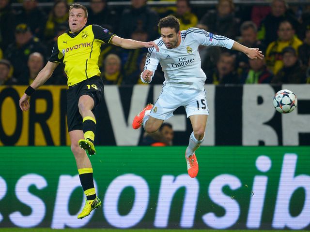Kevin Grosskreutz and Daniel Carvajal compete for the ball