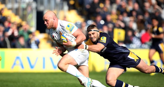 Exeter's Jack Yeandle heads for the try-line