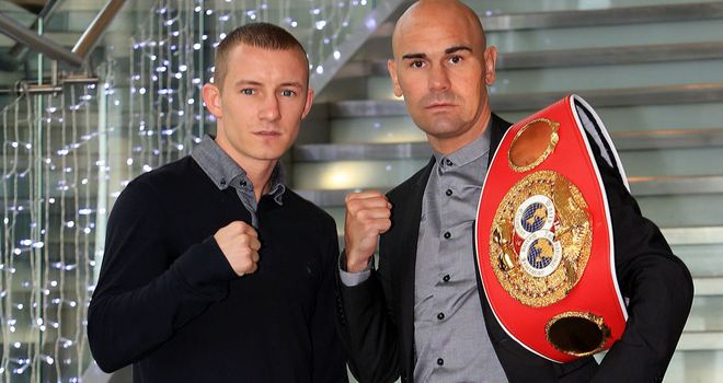 Paul Butler (l) and Stuart Hall ahead of June's bantamweight showdown