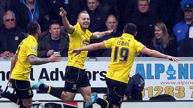 Adam McGurk: Celebrates the decisive goal for Burton