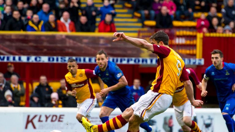 John Sutton: Fires Motherwell in front from the penalty spot