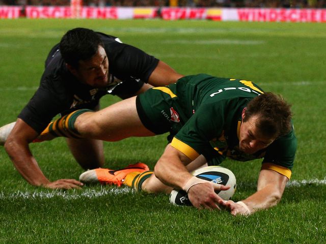 Brett Morris scores a try for Australia