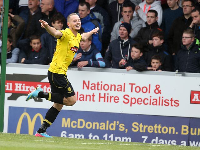 Adam McGurk celebrates Burton's winner