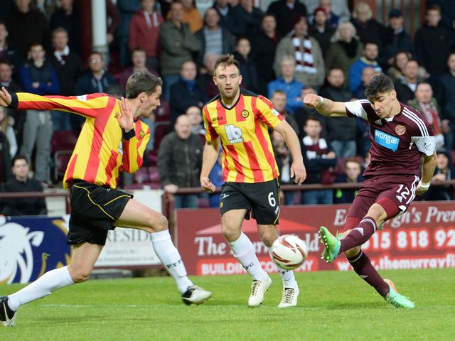 Callum Paterson scores to give Hearts the lead