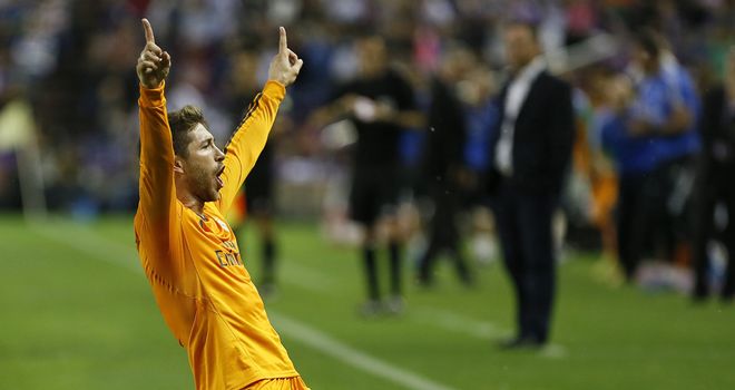 Sergio Ramos: Celebrates his goal as Madrid are held