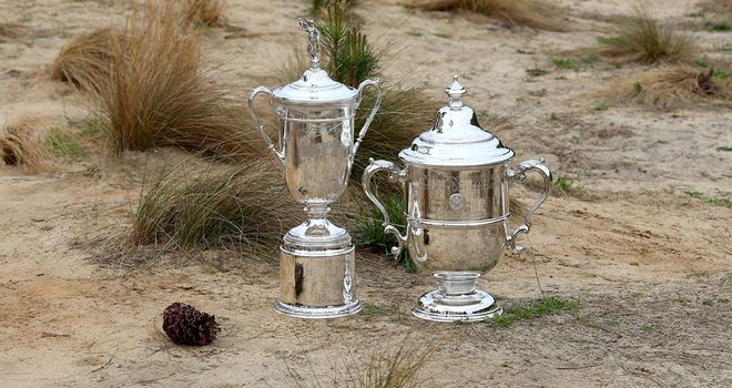 The US Open trophies settling in at Pinehurst...