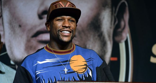 Floyd Mayweather Jr. speaks at the MGM Grand Hotel
