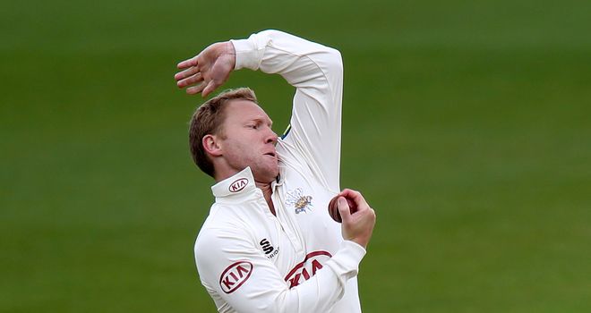 Gareth Batty of Surrey in action during the LV County Championship match between Surrey and Somerset in 2013