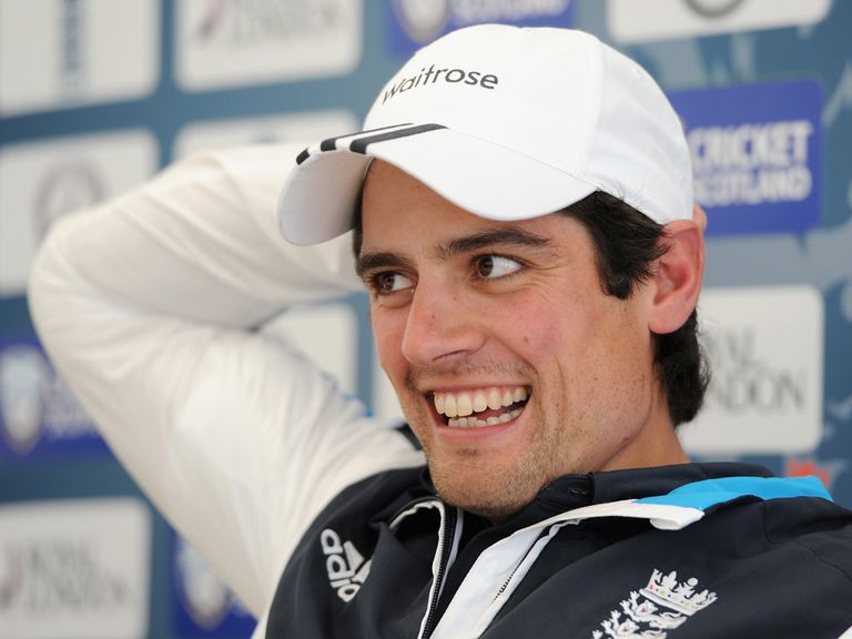 England captain Alastair Cook speaks to the media during a press conference at Mannofield Park