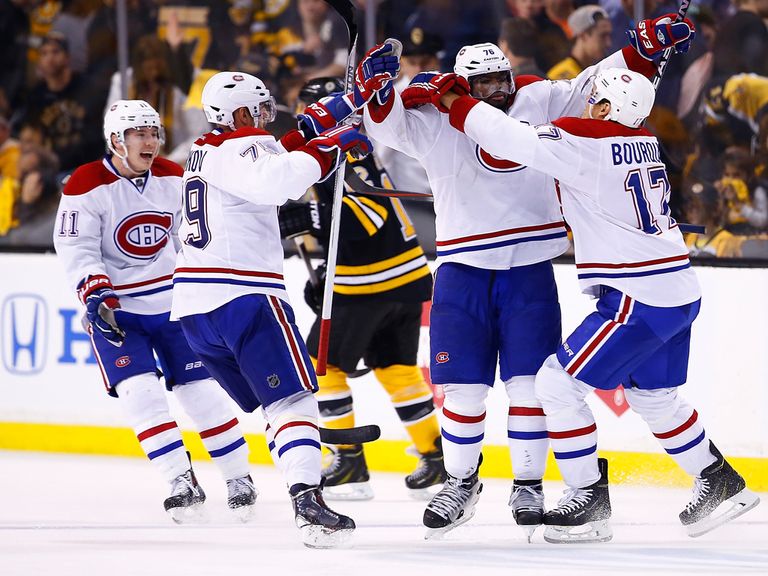 P.K. Subban of the Montreal Canadiens celebrates his goal