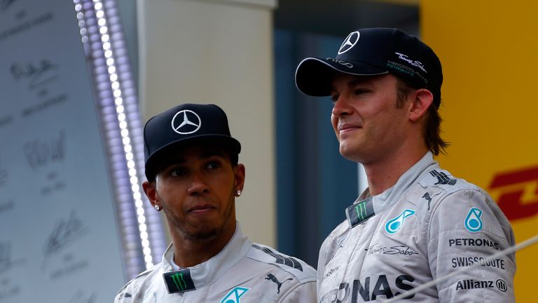 Lewis Hamilton Nico Rosberg on the podium