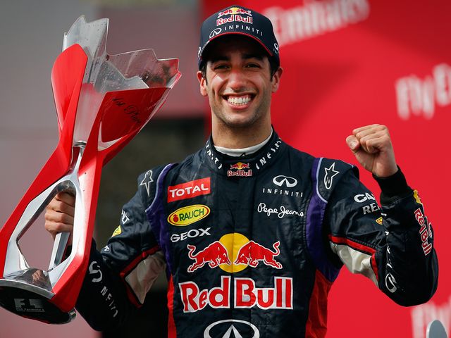 Ricciardo celebrates his first F1 victory