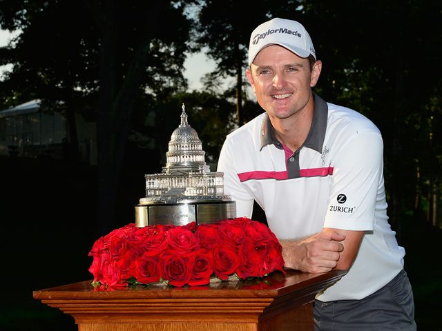 Justin Rose with the Quicken Loans National trophy