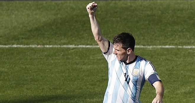 Lionel Messi: Celebrates after scoring winner in Argentina's 1-0 win over Iran