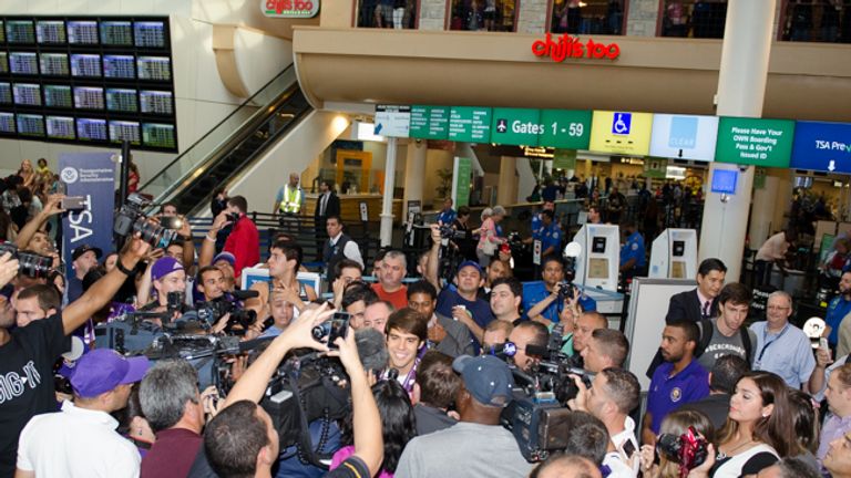Kaka receives impressive welcome at Orlando International Airport (Pic: Nigel Worrall)