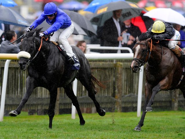 Silvestre De Sousa (left) riding Cavalryman to victory at Newmarket