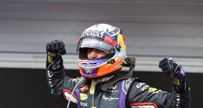 Daniel Ricciardo celebrates victory